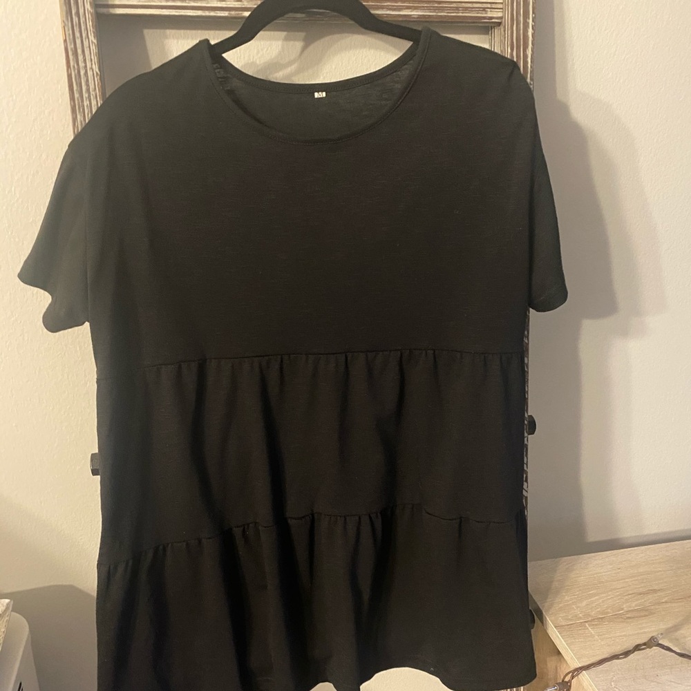 Black ruffle t shirt
